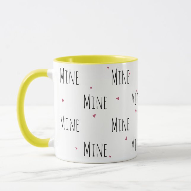 Mug Simple mignon Petits coeurs + texte "mien" | Amour (Gauche)