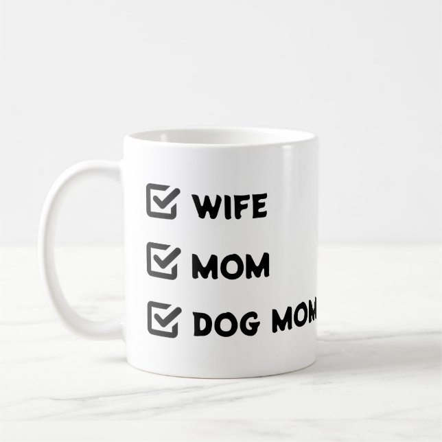 Mug Simple mignonne Case à cocher Femme Maman Chien ma (Gauche)
