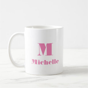 Mug Simple mignonne Nom initial Lettre solide Couleur 