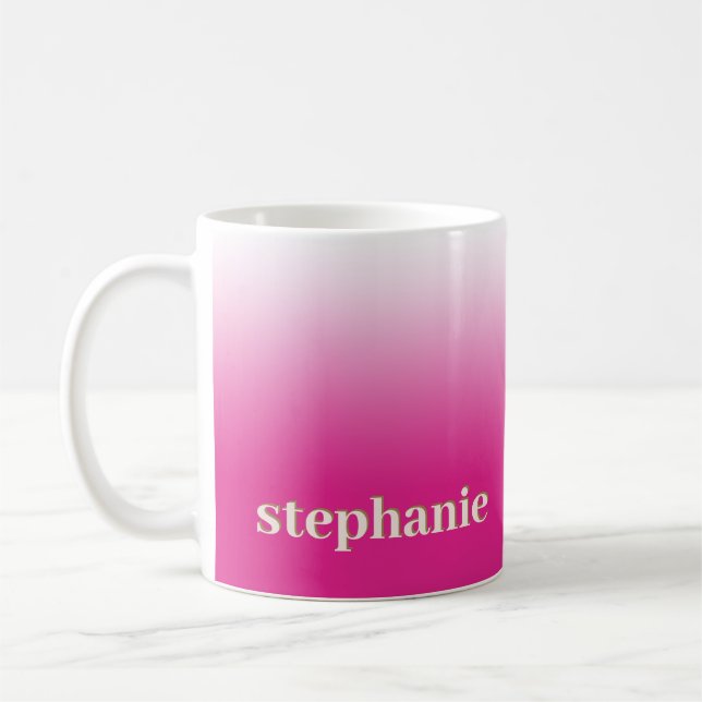 Mug Simple Minimal Personnalisé Ombre Magenta Hot Pink (Gauche)