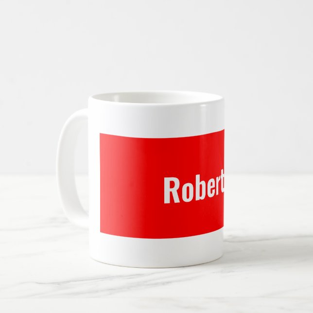Mug Simple minimaliste Rouge moderne Blanc Votre nom (Devant gauche)