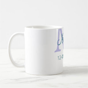 Mug simple minimum ajouter nom monogramme violet vert