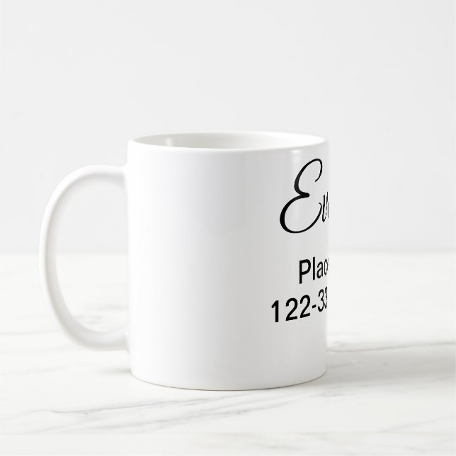 Mug Simple minimum ajouter votre nom texte place ville (Gauche)