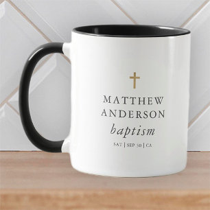 Mug Simple moderne Elegant Cross Baby Baptism