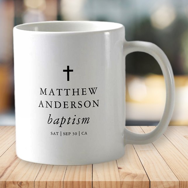 Mug Simple moderne Elegant Cross Baby Baptism (Créateur téléchargé)