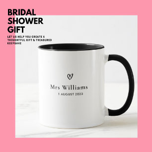 Mug Simple Moderne Minimaliste Amour Coeur Mme Bride