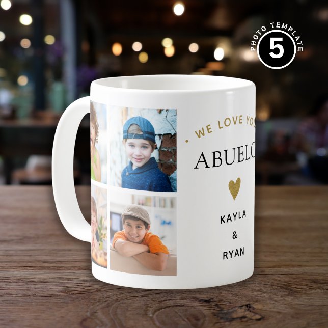 Mug Simple moderne Nous vous aimons Abuelo 8 Photo Col (Créateur téléchargé)