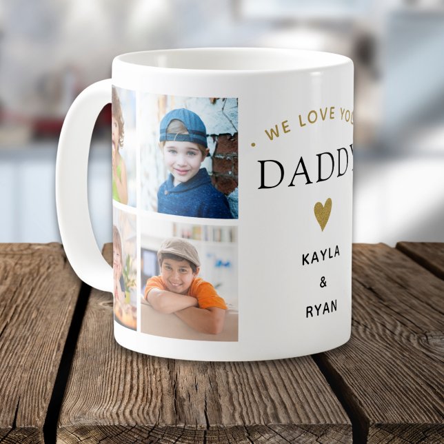 Mug Simple Moderne On aime papa 8 Collage de photos    (Créateur téléchargé)