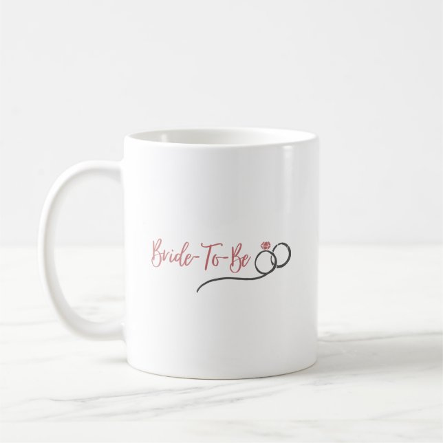 Mug Simple Moderne Rose Mariée À Venir | Élégante Demo (Gauche)