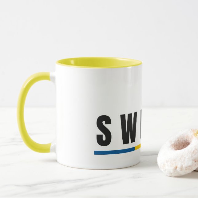 Mug Simple Moderne Suède LETTRE suédoise Drapeau Souve (Avec donut)
