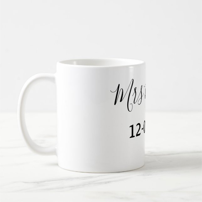 Mug simple monogramme minimal Mme M. nom date année Th (Gauche)