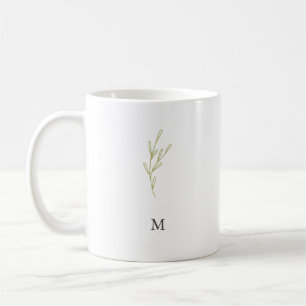 Mug Simple monogramme minimaliste feuille de olivier v