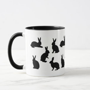 Mug Simple motif de lapin noir avec monogramme personn