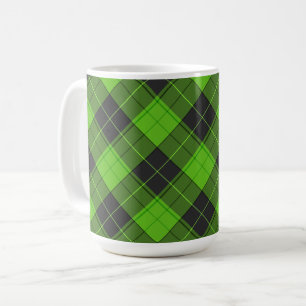 Mug Simple motif tartan diagonal en vert foncé