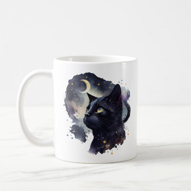 Mug Simple mystique Cat Crescent Moon Starlight Nettoy (Gauche)