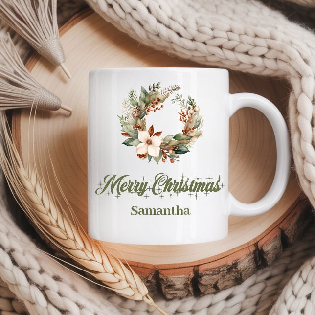 Mug Simple neutral Scandinavian look custom name Xmas (Simple neutral Scandinavian look custom name Christmas mug

)