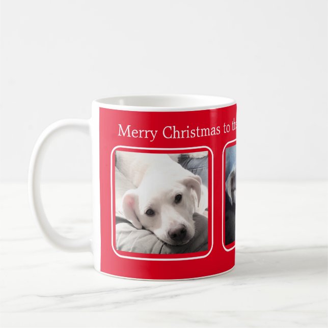 Mug Simple Noël Trois photos rouge et blanc (Gauche)
