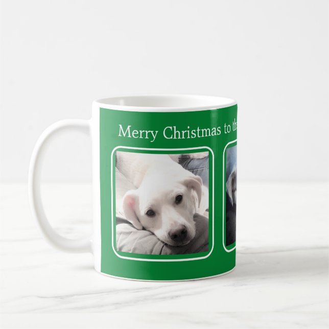 Mug Simple Noël Trois photos vert et blanc (Gauche)