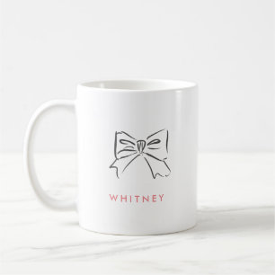 Mug Simple Nœud Papillon Dessiné à la Main Rose Person