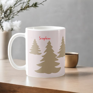Mug Simple nom moderne mignon neutre cabine or arbre