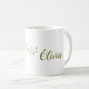 Mug Simple Olivia nom blanc roses élégantes