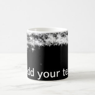 Mug Simple paillettes noires scintillantes étoiles ajo