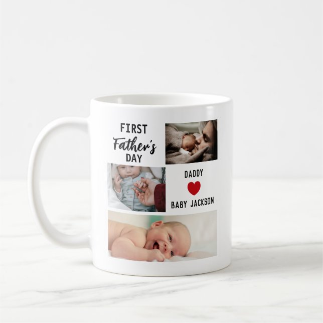 Mug Simple première Fête des pères personnalisée 3 pho (Gauche)