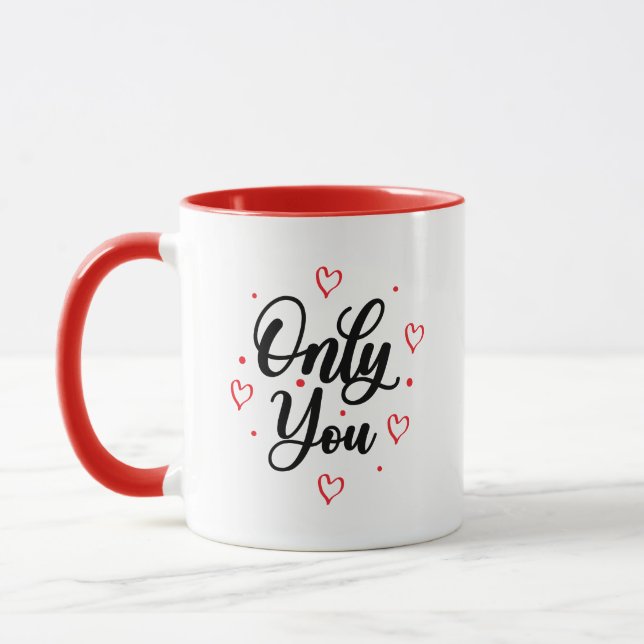 Mug Simple Romance Amour Rien Que Vous Écriture Noire  (Gauche)
