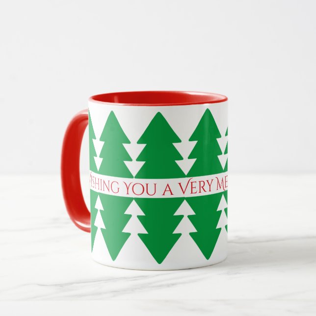 Mug Simple Rouge Conception de sapin de Noël vert (Devant gauche)