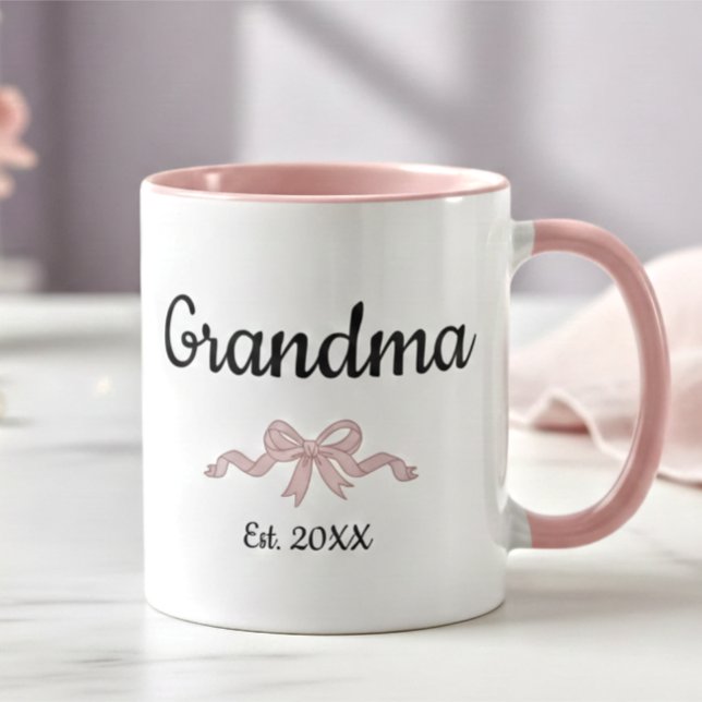 Mug Simple Script Rose Fille Ruban Grand-mère Année de (Créateur téléchargé)