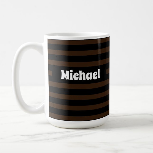 Mug Simple striped Dark et Noir Nom personnalisé (Gauche)