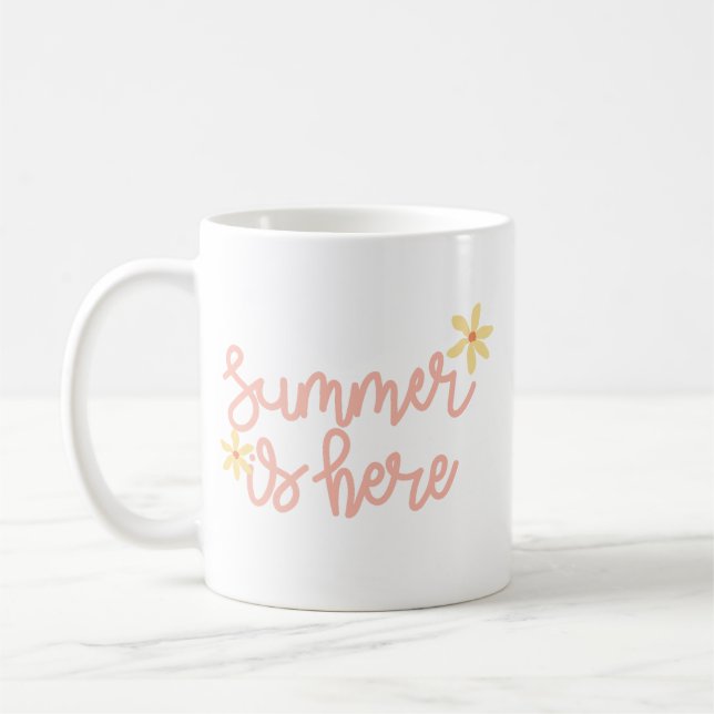 Mug Simple Sunshine Summer Pastel Pink Script Jaune (Gauche)