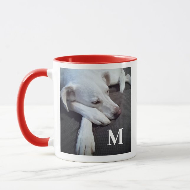 Mug Simple une photo Joyeux petit chien de Noël pacifi (Gauche)