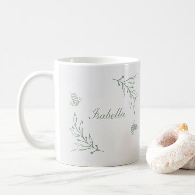 Mug Simple vert sauge botanique  (Avec donut)