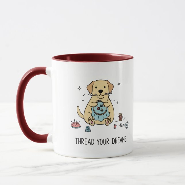 Mug Simple Vibes Chien Jaune Couture & Broderie d'Art  (Gauche)