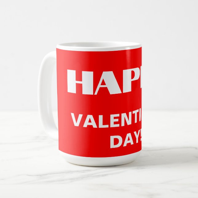 Mug Simple White Clean Joyeux Valentines Jour | Rouge  (Devant gauche)