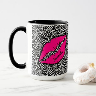 Mug Simple Zèbre avec lèvres roses Personnalisé