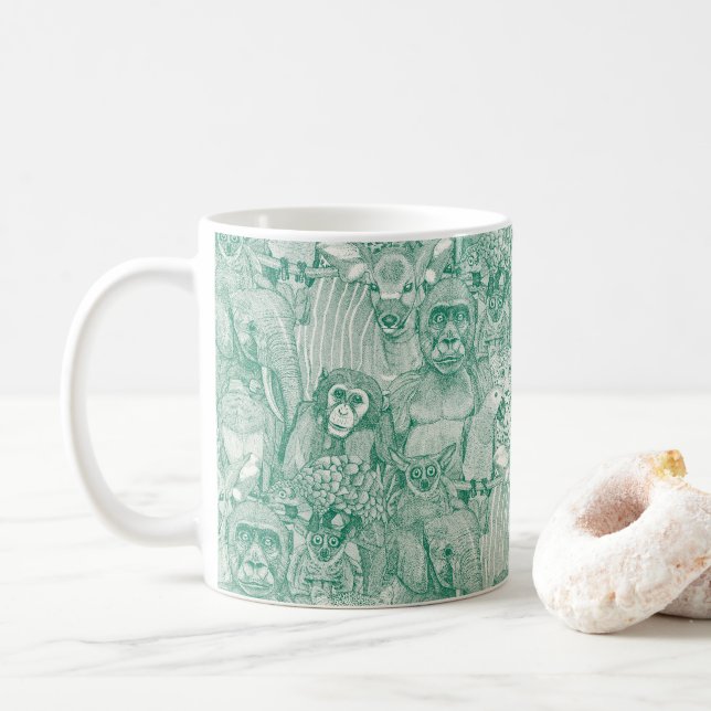 Mug simplement animaux de la jungle africaine vert éme (Avec donut)