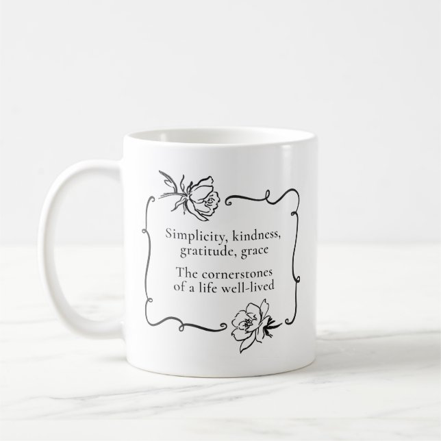 Mug Simplicité, Bienveillance, Gratitude, Grâce (Gauche)