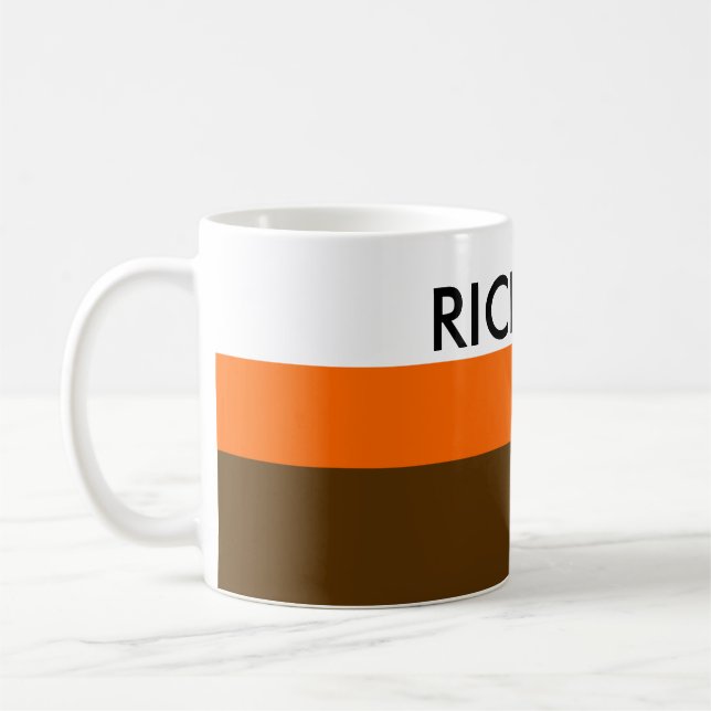 Mug Simply Stripes brun orange + votre nom / idées (Gauche)