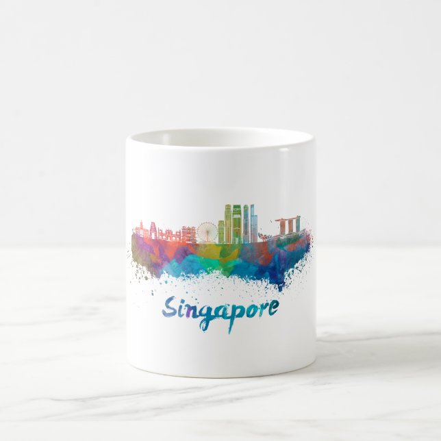 Mug Singapour V2 skyline in watercolor (Centre)