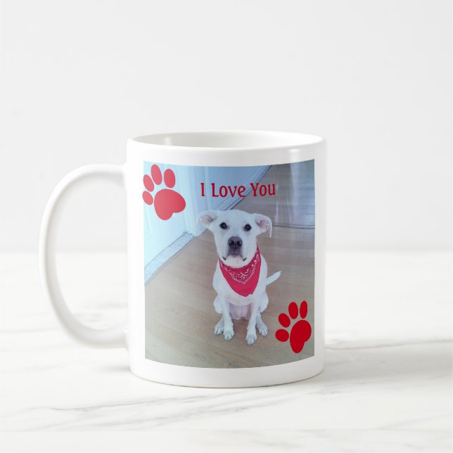 Mug Singe 1 Photo Cute Chien Paws Noël Nom rouge (Gauche)