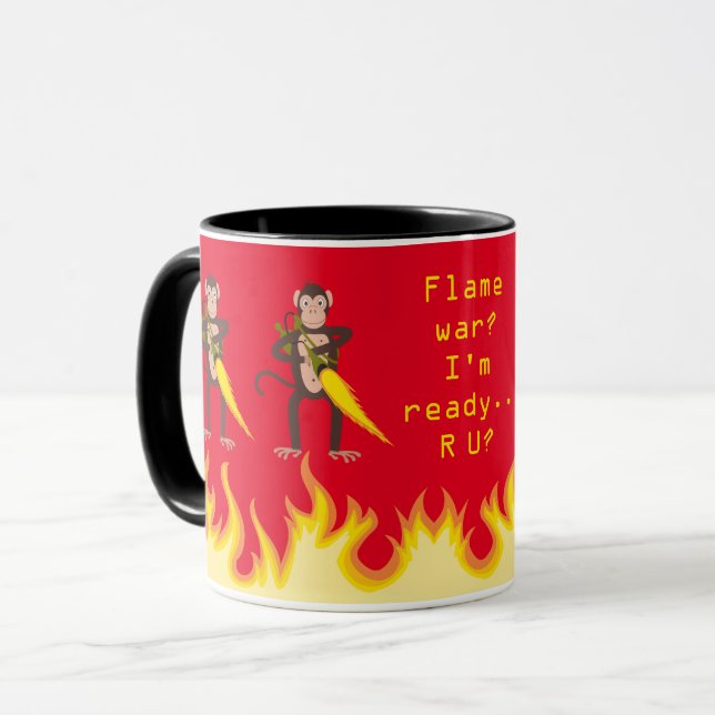 Mug Singe avec lance-flammes Internet flamme guerre (Devant gauche)