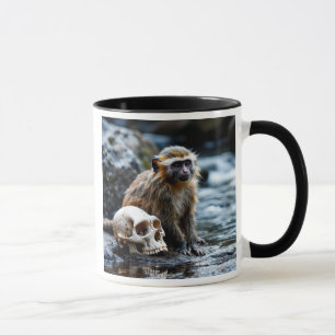 Mug Singe curieux et crâne mystérieux.