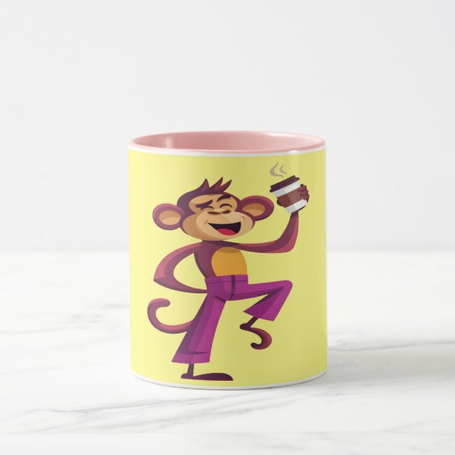 Mug Singe dansant avec du café | Drôle d'animal  (Centre)