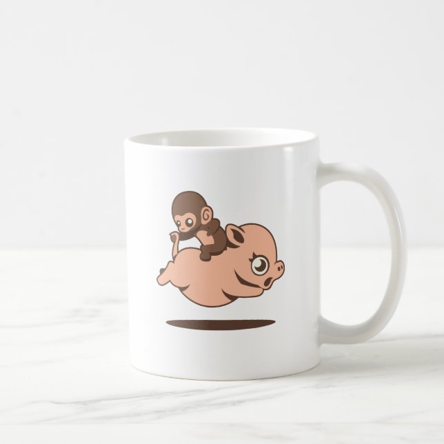 Mug Singe de bébé (allant à reculons sur un porc) (Droite)