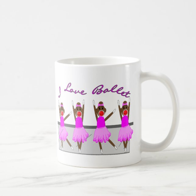 Mug singe de chaussette   "J'AIME LE BALLET " (Droite)