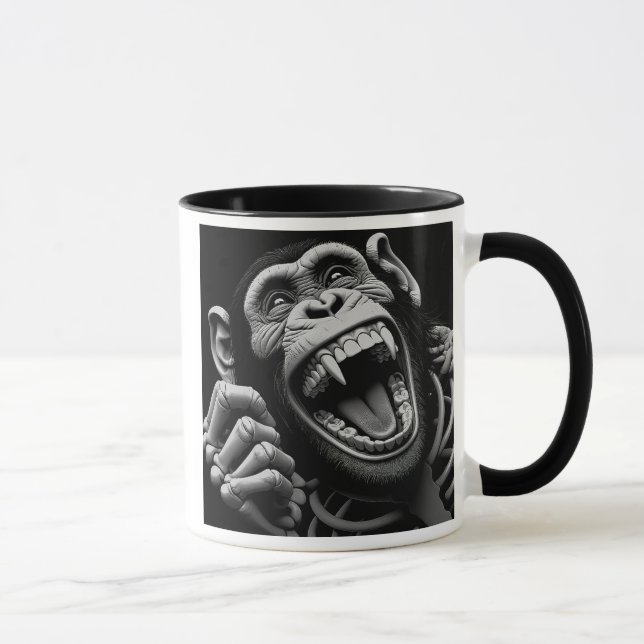 Mug Singe Démoniaque Squelette Noir et Blanc. (Droite)