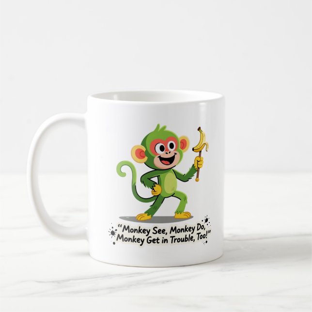 Mug Singe drôle Voir Singe Faire Graphique (Gauche)