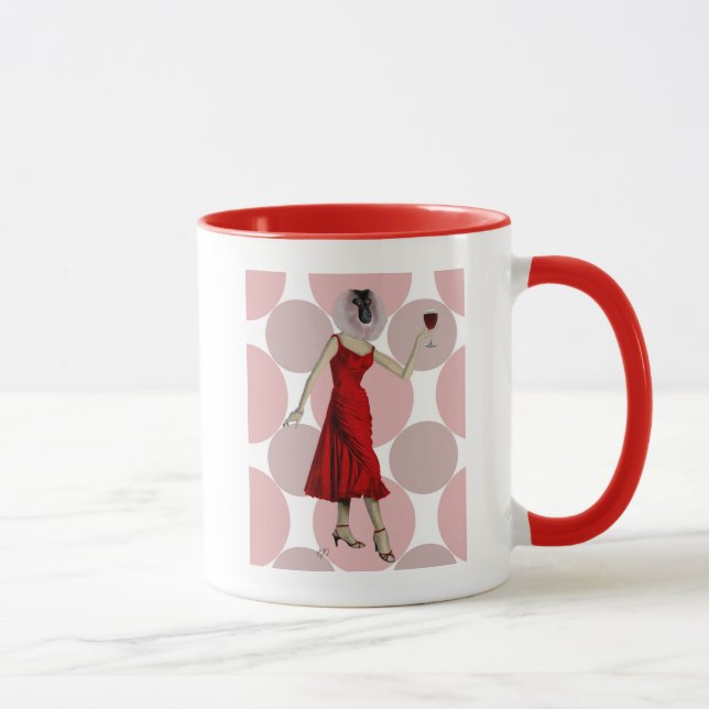 Mug Singe en Robe Rouge avec vin (Droite)